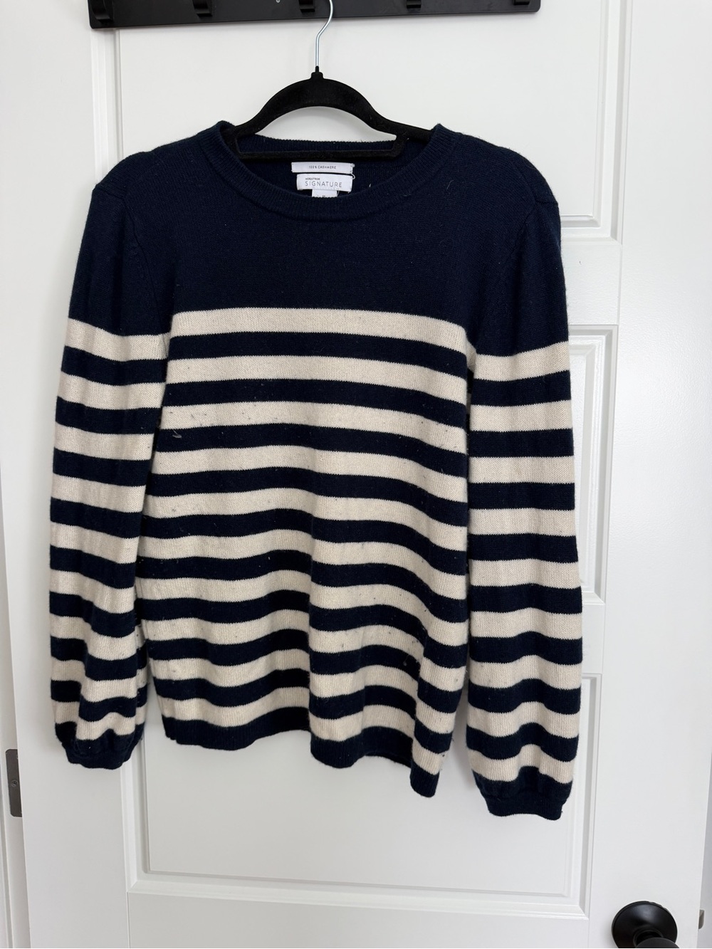 Nordstrom Navy and Cream Striped Crewneck Sweater